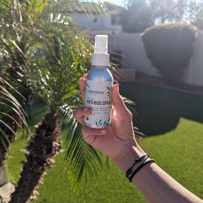 Anti-Bug Spray DEET-Free – Organic, All-Natural Bug Spray Travel Size with Essential Oils – Non-Toxic, Reef Safe, Face-Safe Bug Repellent for Babies, Kids, Adults by Mambino Organics, 4oz 3-Pack