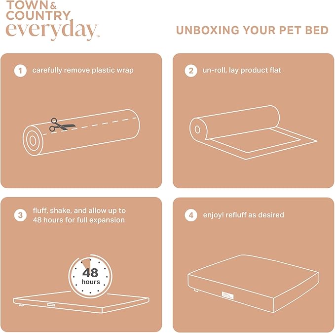 TOWN & COUNTRY EVERYDAY CuddleTown Comfy Solid Bolster Sofa Pet Bed, Supportive & Calming Egg Crate Foam, Non-Slip Bottom, Machine Washable Cover, Grey, Large 35"x25"x8"