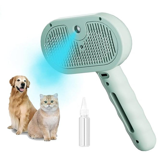 3-in-1 Steam Brush for Cats - Self Cleaning Cat Brush with Anti-Static & Shedding Control, Rechargeable Pet Grooming Tool for Long/Short Hair Cats & Dogs(Green)