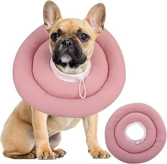 IDOMIK Dog Recovery Collar, Waterproof Soft Dog Cone After Surgery, Comfy Protective Elizabethan Collar Alternative for Dogs Cats, Adjustable Pet Neck Donut Cone Anti-Licking Biting Wounds,Pink,M