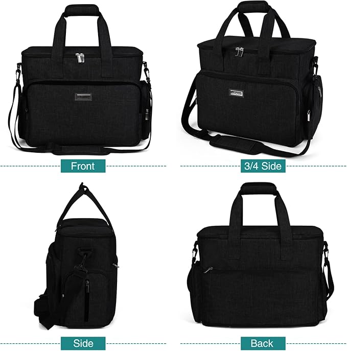 BAGLHER Dog Travel Bag, Airline Approved Pet Tote Organizer with Multi-Function Pockets, 2 X Food Storage Containers and 2 X Collapsible Dog Bowls, Perfect Weekend Pet Travel Set for Dog, Cat Black