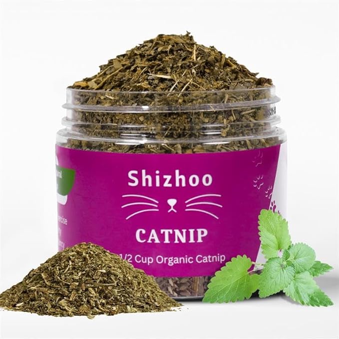 Catnip for Cats with Leaves and Flowers 100% Natural and Organic Catnip Premium Cat Nip for Cats & Kittens Used as a Snack or Refillable Catnip Treats for Cats (1/2 Cup, 2 Ounces)