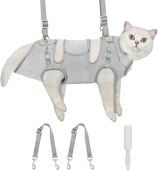 Supet Cat Grooming Hammock, Self-Adherent Cat Wrap for Cutting Nails, Anti-Escape Calming Wrap for Medicine, Nail Clipping, Teeth Brushing, Ear Cleaning