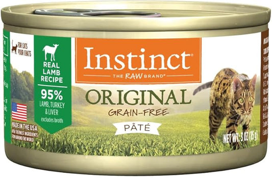 Instinct Original Pate Wet Cat Food, Grain Free Recipe - Real Lamb, 3 oz. Cans (Pack of 24)