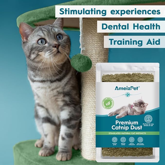 Catnip Dust for Cats, Catnip Alternative for Training & Play, Cat & Kitten Behaviour Dust 40g (0.09 Oz)