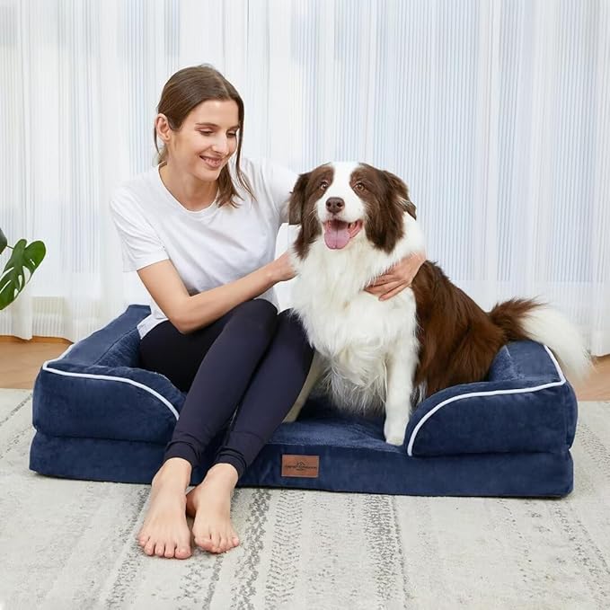 Comfort Expression XXL Orthopedic Dog Beds, Waterproof Orthopedic Foam Extra Large Dogs Beds, Washable Dog Sofa Beds with Removable Cover & Non-Slip Bottom(XX-Large,Navy Blue)