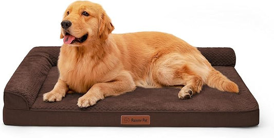 Orthopedic Dog Beds Large Sized Dog, 3 Inch Memory Foam Pet Bed for Medium and Large Dogs, Washable Removable Cover, Nonskid Bottom, Waterproof, 44x32 Inches XXL Brown Grey