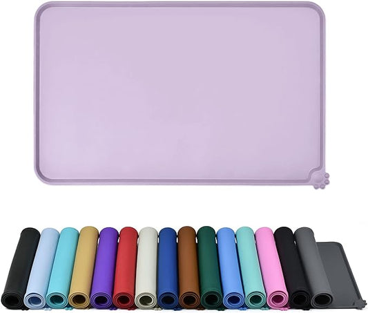 Waterproof Pet Feeding Mat with High Raised Edges, Heavier and Thicker Placemats for Cat Dog Water Bowl with BPA Free, Dogs Cats Food Mats for Messy Drinkers to Prevent Spill and Protect Floors