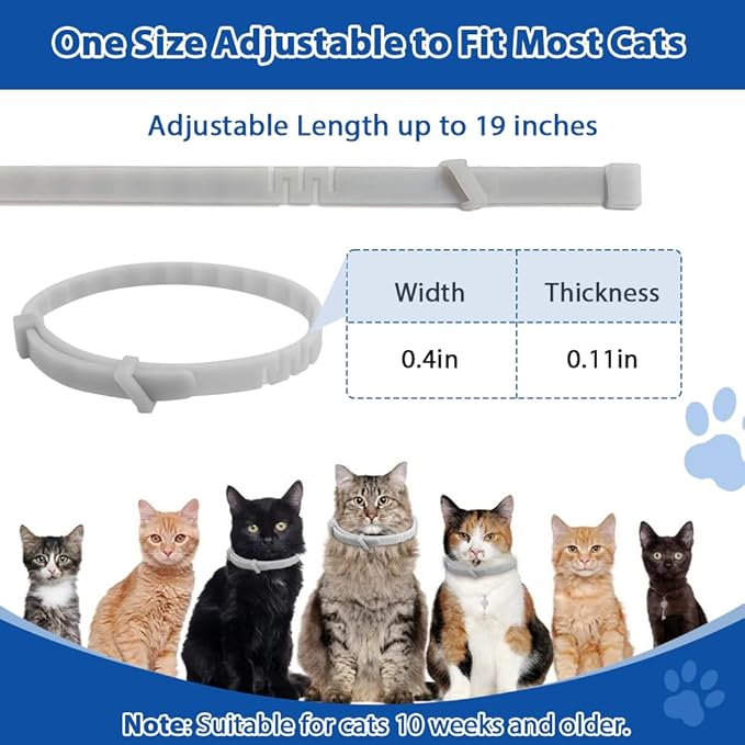 4 Pack Adjustable Flea and Tick Collar for Cats, Natural Plant Oil Formula Cat Flea Collar Provides 32-Month Protection for Flea Tick, Glow-in-The-Dark & Waterproof Cat Flea Treatment for All Cats