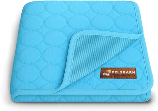 Dog Cooling Mat- Ice Silk Summer Comfort, Self Cooling, Non-Slip Dog Pad, Durable & Washable, Mat for Medium Dogs 50x65 cm, Support Shelter Dogs with Every Purchase (Blue)