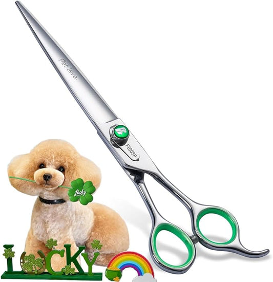 7'' Straight Dog Grooming Scissors Professional Grooming Shears for Dogs Cat Pet Japan 440C Stainless Steel Dog Cutting Scissors for Grooming Right Handed