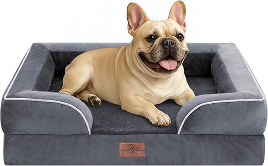 Comfort Expression Small Dog Beds Waterproof Orthopedic Foam Dog Sofa Beds for Medium Dogs Comfy Pet Bed with Washable Removable Cover & Non-Slip Bottom(Small,Dark Grey)