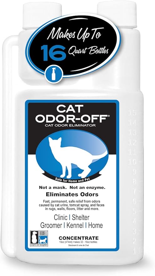 THORNELL Cat Odor-Off Concentrate Pet Smell Odor Eliminator – Cat Odor Eliminator Concentrate for Pet Urine Odor, Tomcat Spray for Cat Urine Smell, Feces on Carpet & Litter Boxes – 16oz