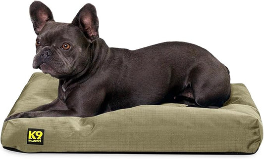 K9 Ballistics Tough Rectangle Pillow Dog Bed - Removable Cover, Washable, Durable & Water Resistant Dog Bed - Small, Sage Green
