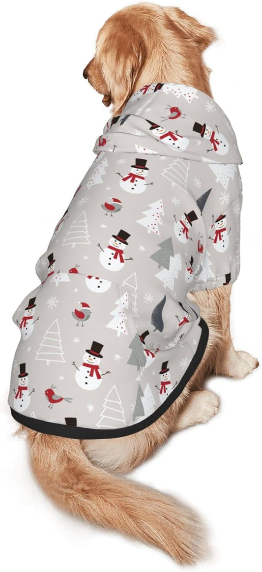Christmas Gray Snowman Hoodie,Christmas Cosplay Dog Clothes with Pocket and Hat Winter Clothes Sweaters Small
