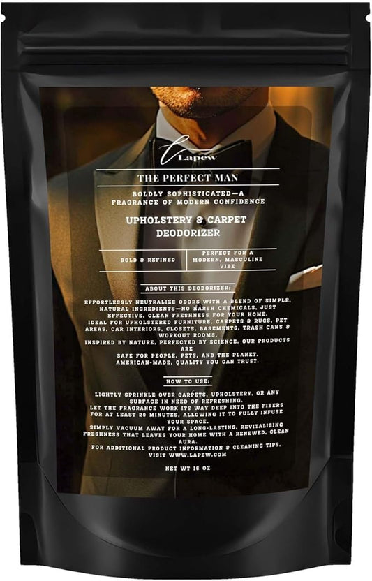 The Perfect Man Carpet Freshener Powder: Powerful Odor Eliminator for Home, Upholstery Deodorizer, Carpet Deodorizer, Pet Urine, Cat Litter Box - The Perfect Man Fragrance.