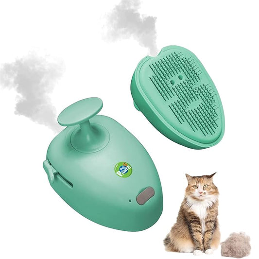 Cat Steam Brush for Shedding, 4 in 1 Rechargeable Steam Brush for Cats and Dogs, Anti-Static, Massage, Cleaning, Shedding & Combing All In One!