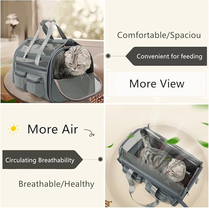 Cat Carrier Bag,Soft Sided Ventilated Pet Carrier for Small Dog Airline Approved Travel Puppy Carrier with Breathable Mesh, Foldable Portable for Outdoor Car