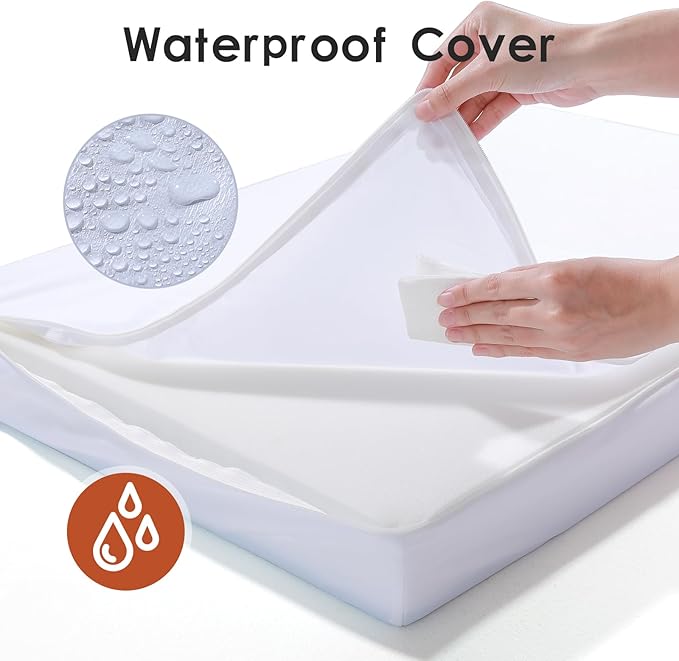 Chew Proof Dog Bed, 3" Memory Foam Dog Bed for Medium and Large Dogs, Removable and Washable Microsuede Cover, Waterproof Liner, Nonskid Bottom, 44x32 Inches XXL Khaki