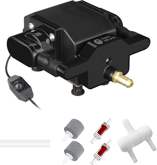 AquaMiracle 6/8/16W Quiet Fish Tank Air Pump 200/317/475GPH High Pressure Aquarium Air Pump Commercial Air Pump Pond Aerator Bubbler Hydroponics Air Pump