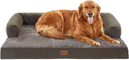 Orthopedic Dog Beds for Extra Large Dogs, Waterproof Dogs Beds XLarge, Memory Foam Dog Couch Beds with Comfy Bolster, Removable Washable Cover and Nonskid Bottom (X-Large, Dark Green)