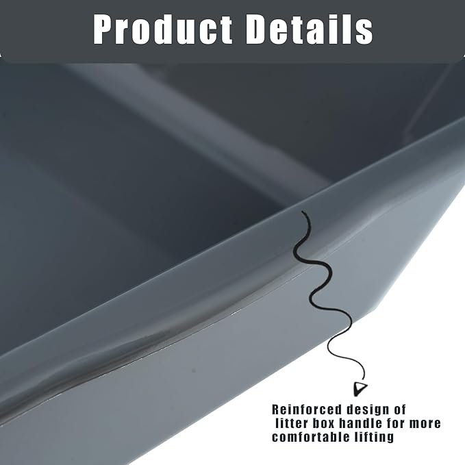 2 Pack of Extra Large Cat Litter Box (ABS Material), Low Entry Senior Litter Pen for Geriatric Kitty Big Cats, Jumbo Pet Safe Litter Boxes Tray for Pets Potty (Beach Sand, 20" L x 15.5" W)