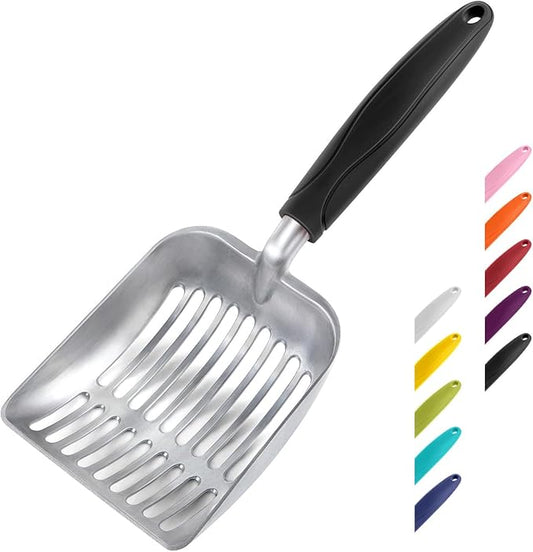 WePet Cat Litter Scoop, Aluminum Alloy Sifter, Kitty Metal Scooper, Deep Shovel, Long Handle, Poop Sifting, Kitten Pooper Lifter, Durable, Heavy Duty, for Litter Box