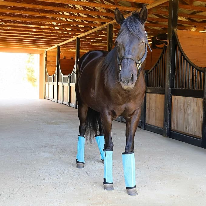 Jeffers Romper Stomper Fly Boots for Horses - Grey, Large – Breathable Mesh Leg Wraps for Insect Protection, Stable Accessories for Summer Turnout, Ride Gear, Horse Hoof & Leg Care - 4 Pack