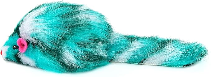 CHIWAVA 6PCS 3.1" Long Haired Furry Mice with Rattle Gradient Color Small Cat Toy Mouse Kitten Interactive Toy