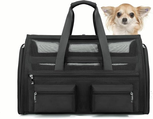 Cat Carrier Bag,Soft Sided Ventilated Pet Carrier for Small Dog Airline Approved Travel Puppy Carrier with Breathable Mesh, Foldable Portable for Outdoor Car