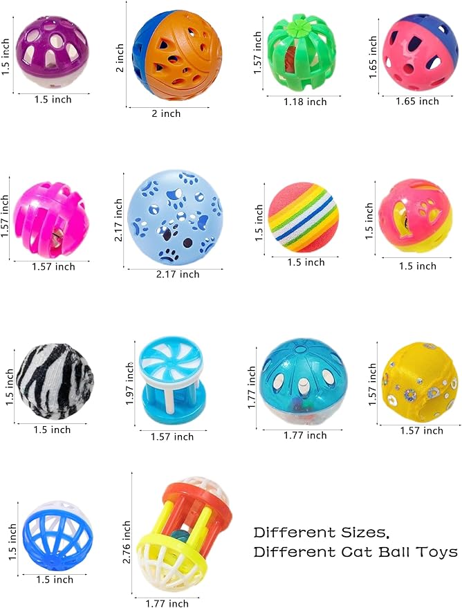 6-Pack Cat Toys for Indoor Cats, Playfully Content (1.5'', Basic Cat Toy Set)