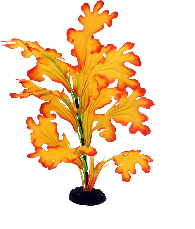 2-Pack 12 Inch Aquarium Silk Aquarium Plants, Artificial Plastic Plant for Small Tank, Goldfish, Fish Hides (Yellow, 12 Inch)