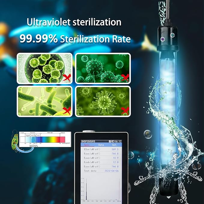 600GPH UV Aquarium Filter for 75-300 Gal Tank, Large Fish Turtle Tank Green Water Clean Machine Submersible Canister Filter Powerful Pump Pond Filter for Saltwater Freshwater Crystal Green Killing