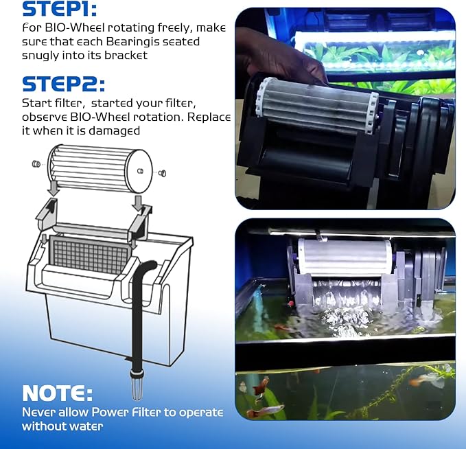 Aquarium Fish Tank Filters Compatible with Penguin 200 350, Hang On Filters Replacement for Penguin BioWheel 200B 350B Assembly Biowheel Part, PRBW2350B, 2 Pack