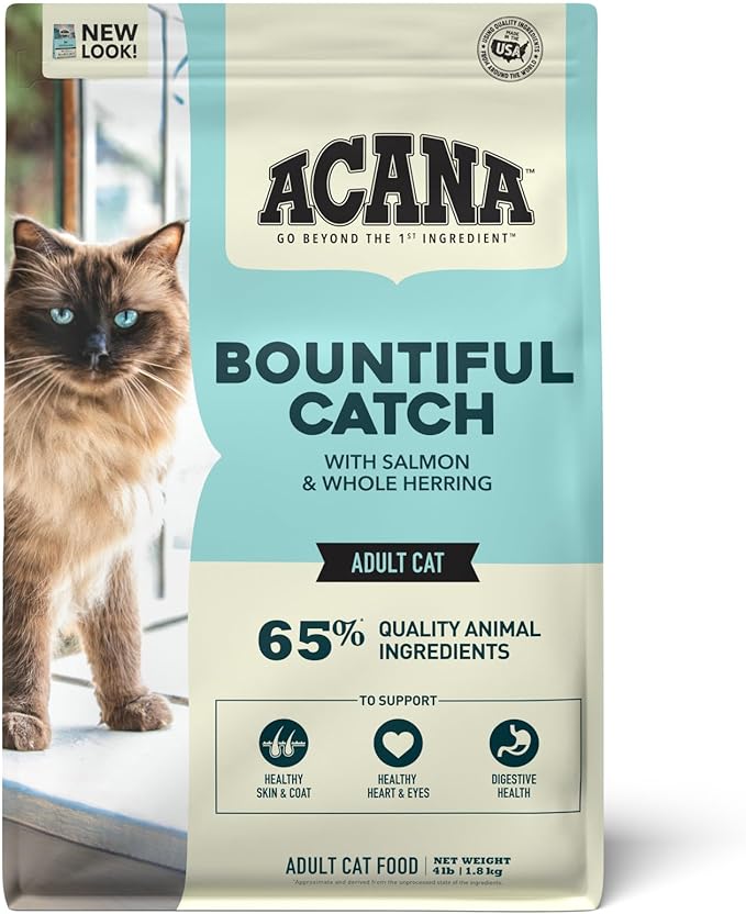ACANA Dry Cat Food Bountiful Catch Salmon Catfish and Herring 4lb Bag
