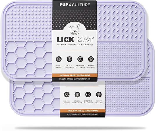 Pup Culture Dog Lick Mat for Dogs (2 Pack), Feeding Pad for Anxious Pets Plus 4 Different Puzzles for Mental Stimulation for Dogs - Supports Mental, Dental, and Digestive Health - Heavy Duty