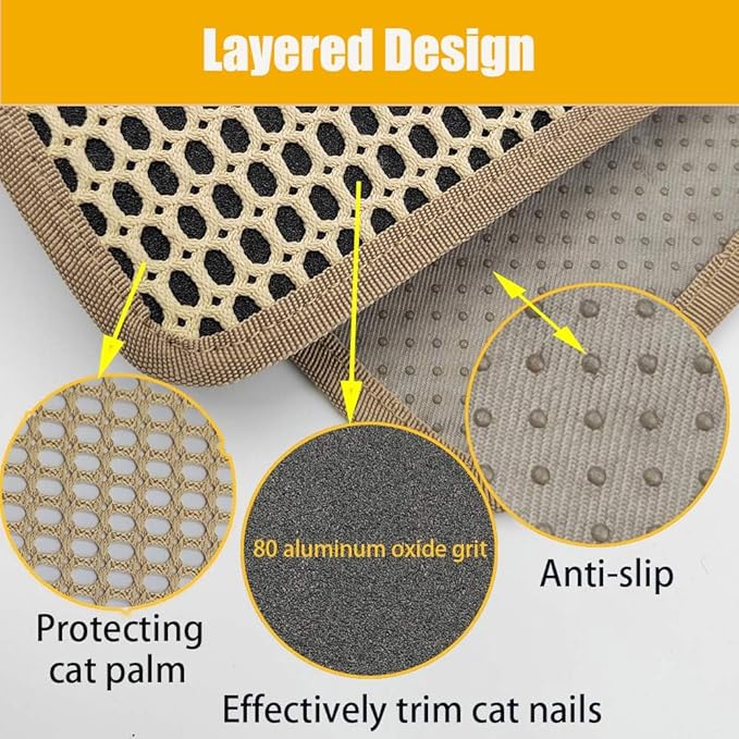 Cat Nail File Scratcher Wrapped Around a Scratching Post, Scratch Pad with 80 Aluminum Oxide Grit, Helps Trim Cat's Nails