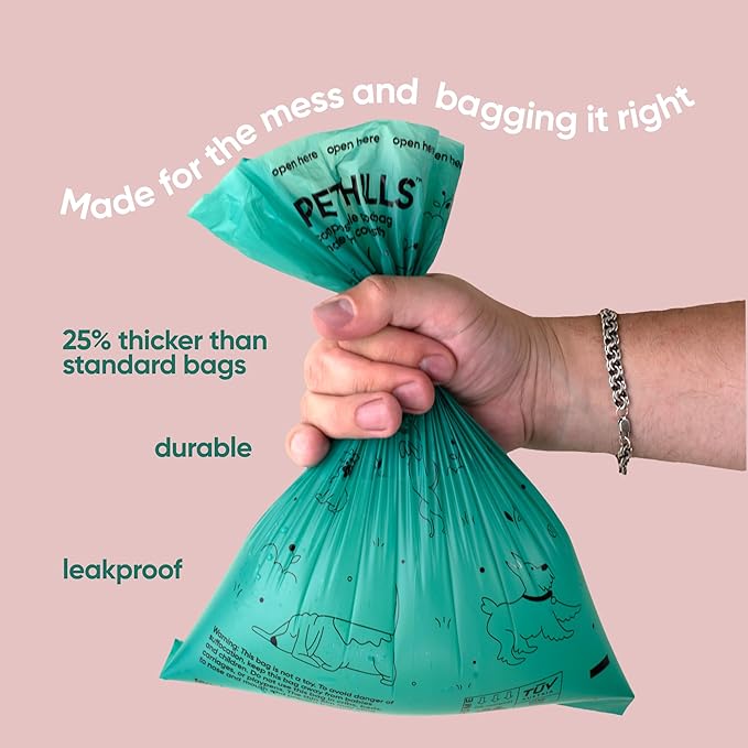 Compostable Dog Poop Bags – 270 Count Refill Rolls, TÜV OK Compost HOME Certified, Plant-Based Materials, Leakproof, Unscented, Extra Thick, Fits All Dispensers