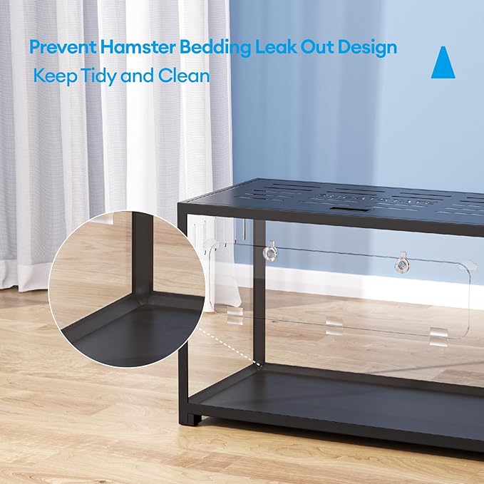 BUCATSTATE Hamster Cage Metal 2.0 - Small Animal Habitats Large Stackable with Top Access Easy Assemble 31.4L*17.6W*20H Inches Dwarf Syrian Hamster House for Guinea Pig, Gerbil (552sq inch Black)