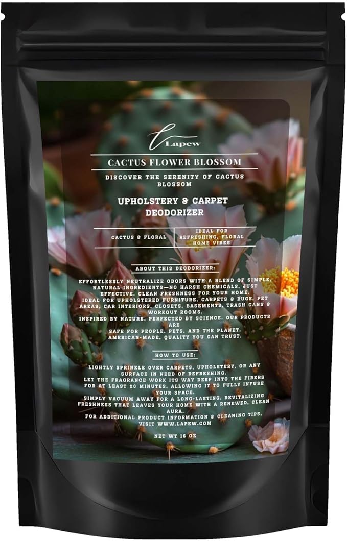 Cactus Flower Blossom Carpet Freshener Powder: Powerful Odor Eliminator for Home, Upholstery Deodorizer, Carpet Deodorizer, Pet Urine, Cat Litter Box - Cactus Flower Blossom Fragrance.