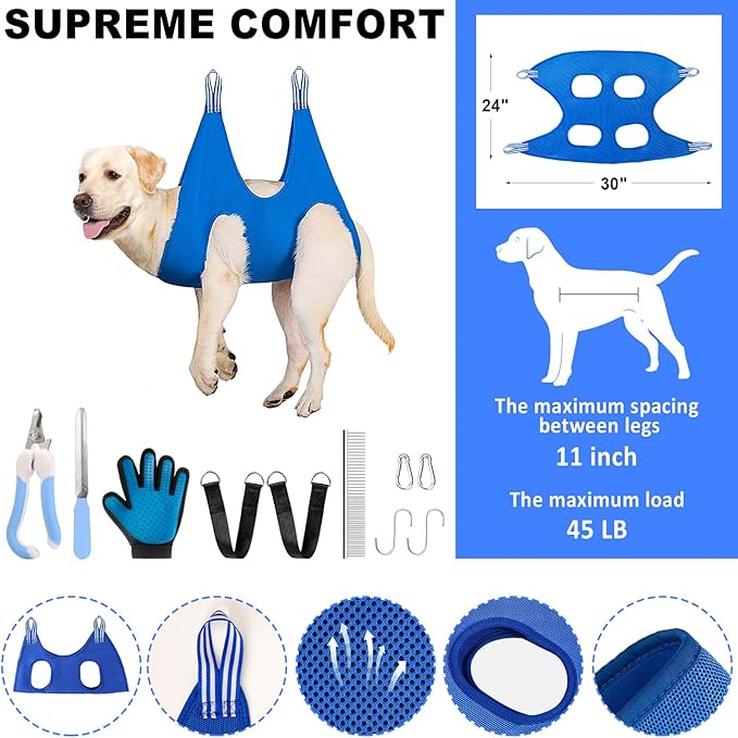 Dog First Aid Kit - Pet First Aid Kit for Dogs Pet Emergency Kit with Grooming Hammock Harness Nail Clipper First Aid Supplies for Home Camping