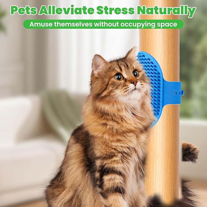 4Colors Cat Self Groomer for Indoor Cats, Wall Mounted Silicone Self Grooming Cat Brush for Long Short Hair, Cat Face Scratchers Cat Corner Massage Comb for Kitten Sofa Chair Leg Scratching Post Cover
