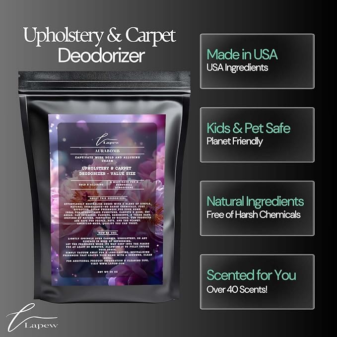 Aurabomb Carpet Freshener Powder Refill 36 oz | Powerful Odor Eliminator for Home | Upholstery Deodorizer | Carpet Deodorizer | Pet Urine | Cat Litter Box | Bombshell Fragrance