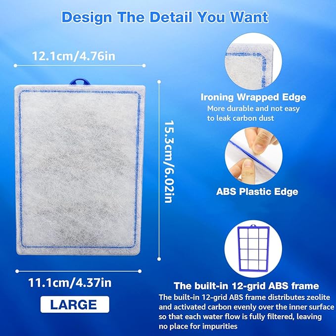 6 Count Assembled Large Filter Cartridges Compatible with Tetra Whisper Bio-Bag Filters 20i 40i IQ20/30/45/60 PF20/30/40/60, Large Replacement Filter Cartridges for Whisper Filters & Aquariums