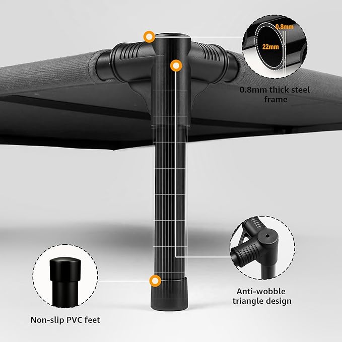 Canvas Elevated Dog Bed, Durable Chew Proof Outdoor Raised Pet Cot for Extra Large Dogs, Waterproof, Breathable, Portable, Washable, Easy Assembly, Sturdy Frame for Camping & Travel, Dark Grey