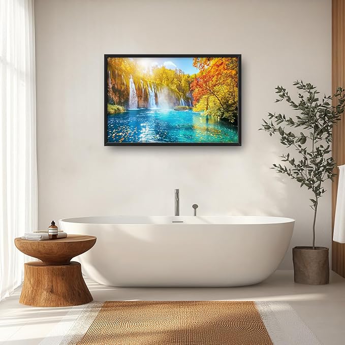 Extra Large Waterfall Lake Framed Wall Art for Living Room,Oversized Fall Autumn Tree Landscape Pictures Wall Decor,Nature Canvas Print Painting Modern Artwork Bedroom Office Bathroom 36L" x 24W"