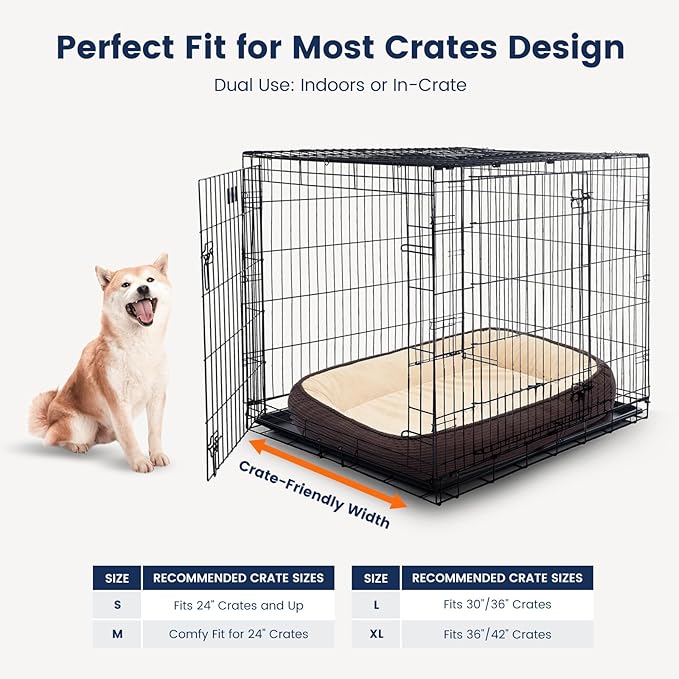 Orthopedic Dog Bed for Medium Size Dog Washable Cover, Egg Crate Foam Cat Bed for Senior Cat,Oval Kennel Bed, Pet Couch Bed with Four Sided Bolster, Removable Washable Cover Non-Slip Bottom, Brown