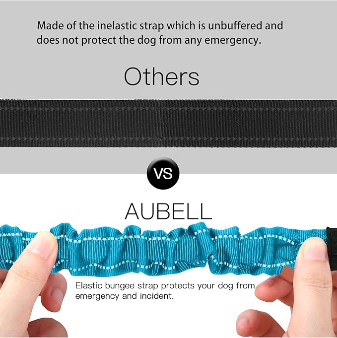 AUBELL Dog Seat Belt for Car,Updated 3-in-1 Adjustable Reflective Bungee Heavy Duty Dog Car Harness Tether with Clip Hook Latch & Buckle,Swivel Zinc Alloy Carabiner,Blue