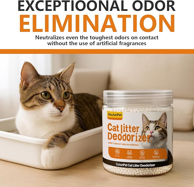Cat Litter Deodorizer - Advanced Fragrance-Free Odor Control for Sensitive Cats - Reduces Scooping, Extends Litter Use - Hypoallergenic Formula Ideal for Multi-Cat Homes