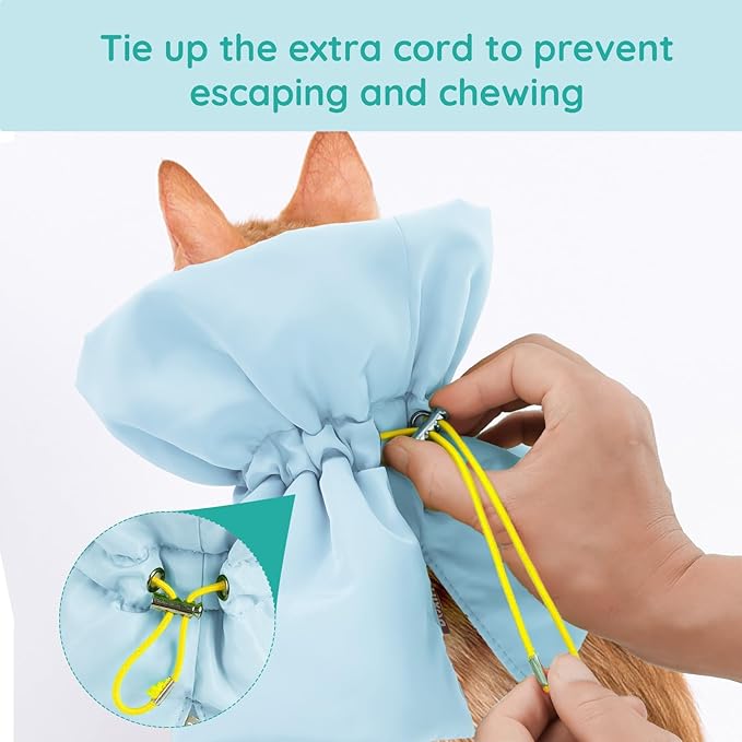 Cat Recovery Collar, Soft Adjustable Cat Cone Alternative, Lightweight Waterproof Fasteners Collars for Cats Kittens Puppies, After Surgery Stop Licking and Daily Use (Gray Blue, (Neck5.5-9.8"))